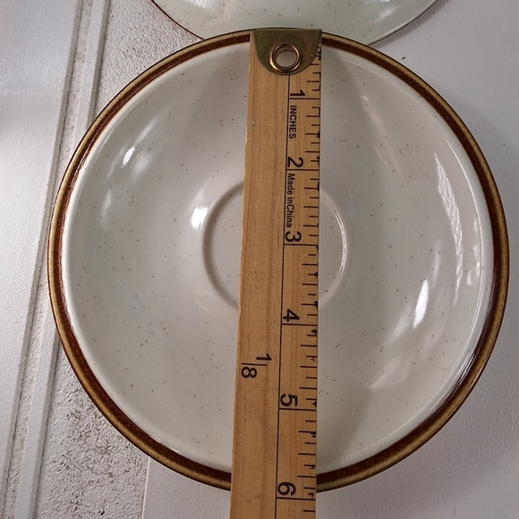 Mikasa Natural Beauty Vintage Ceramic Saucer with Brown Rim C9000 Set Of 3 Japan - Picture 8 of 8